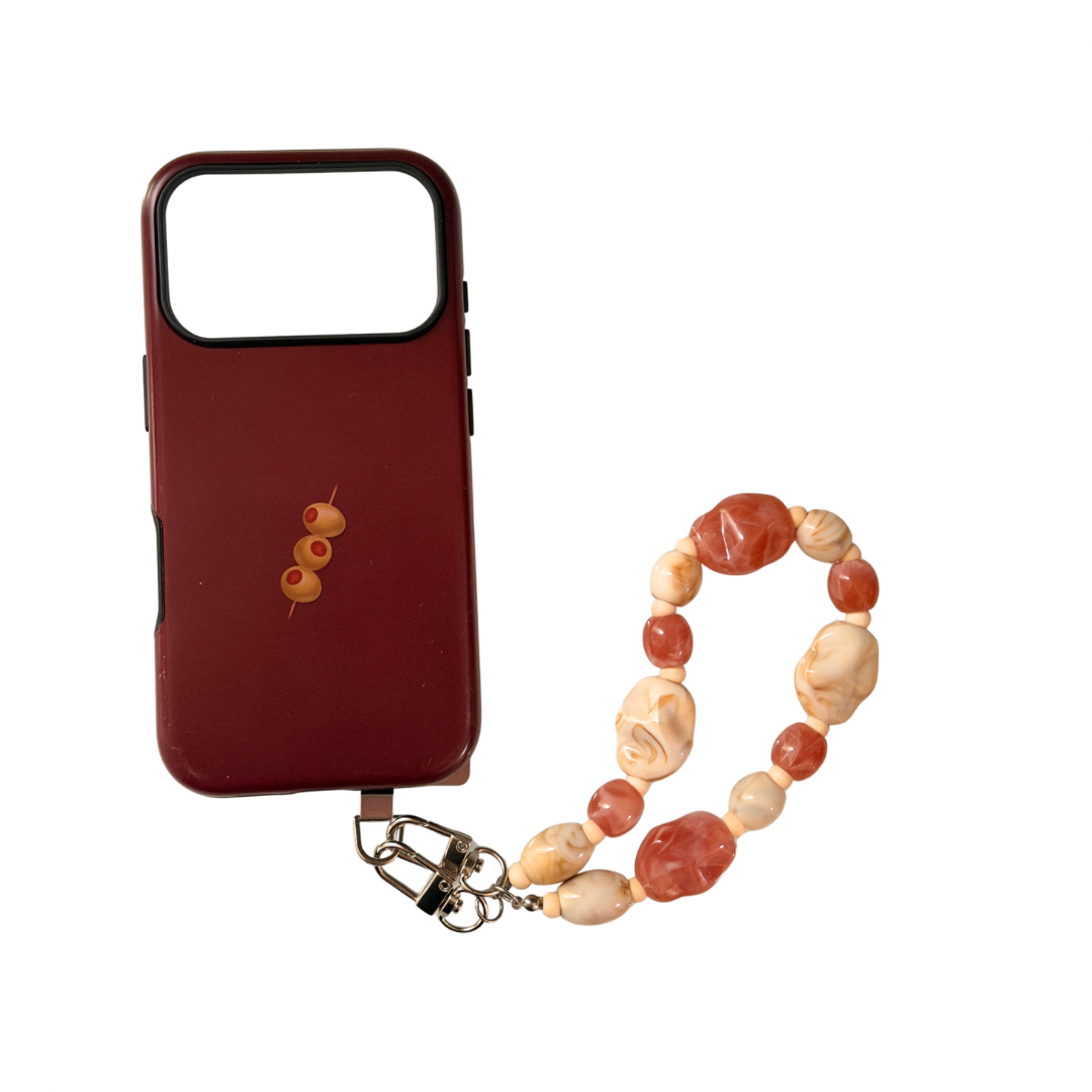 005 - IVORY, DUSTY ROSE PHONE CHARM