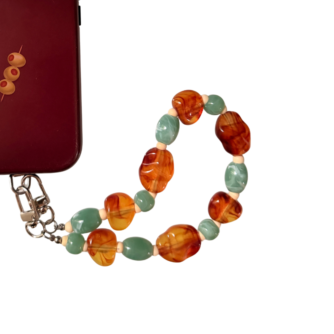 002 - AMBER, SEAGLASS PHONE CHARM