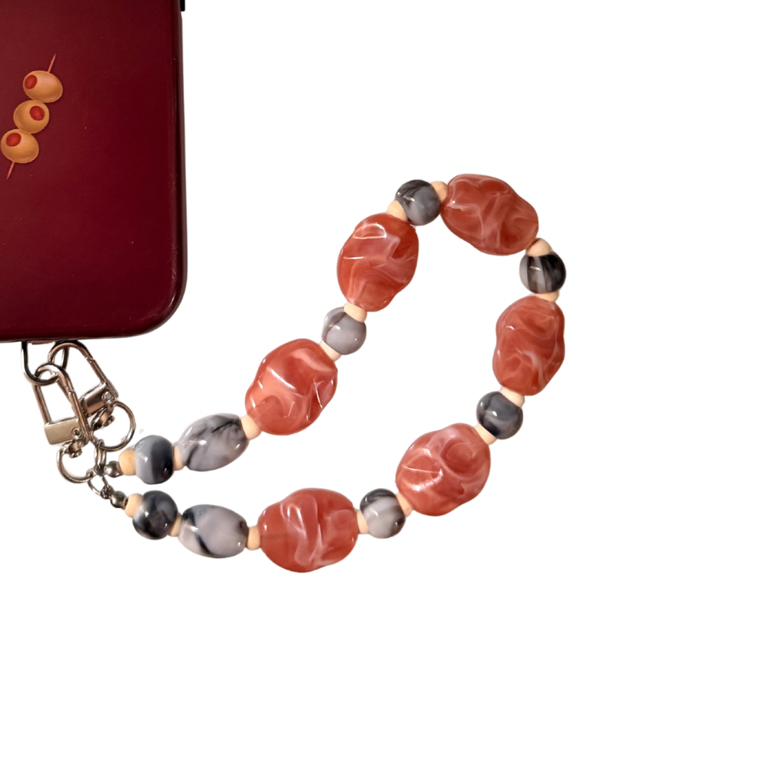 004 - DUSTY ROSE, SMOKE MARBLE PHONE CHARM
