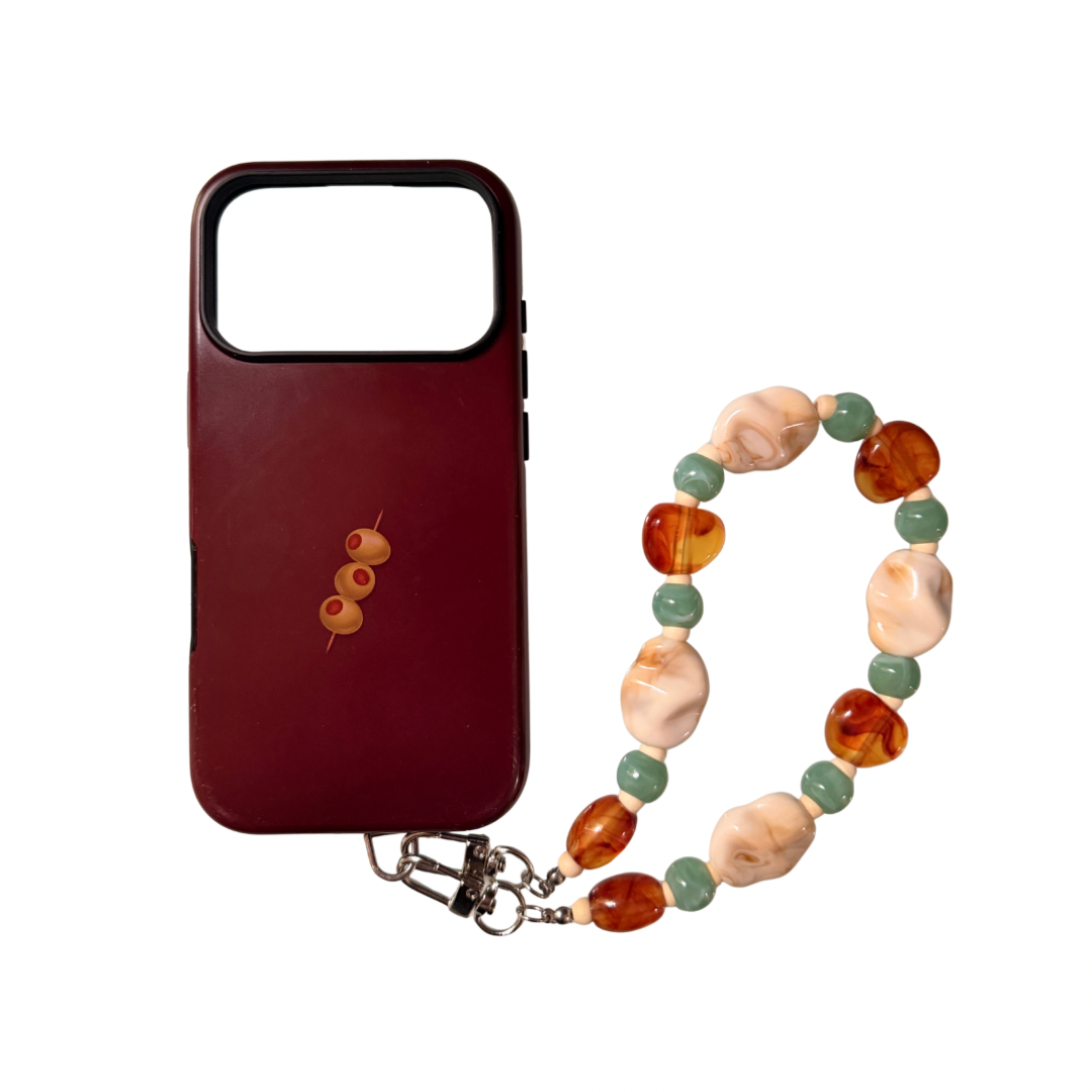 001 - IVORY, AMBER, SEAGLASS PHONE CHARM