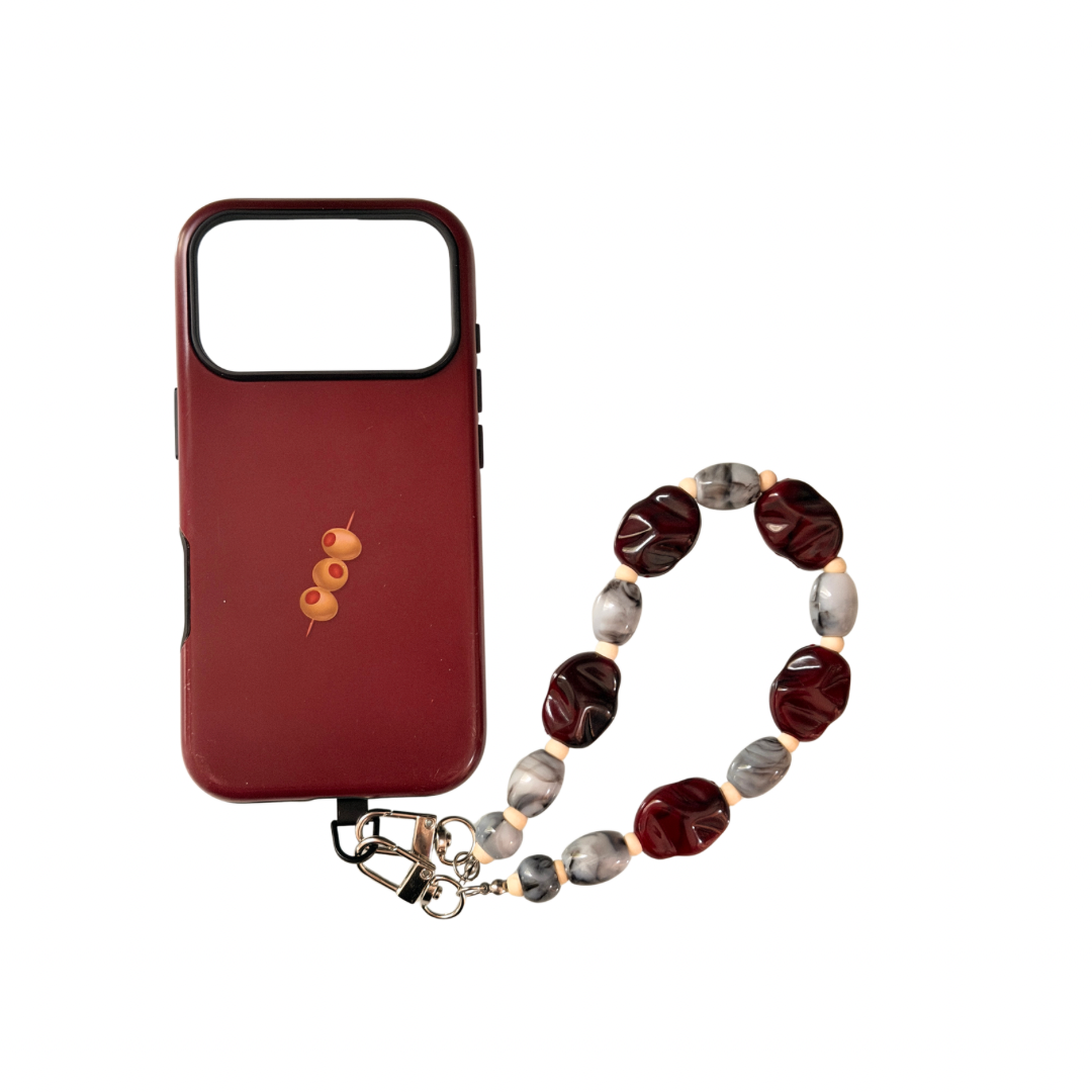 012 - DARK CHERRY, SMOKE MARBLE PHONE CHARM