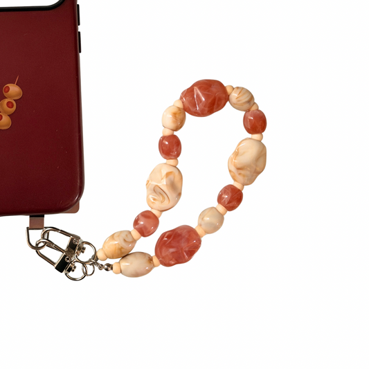 005 - IVORY, DUSTY ROSE PHONE CHARM