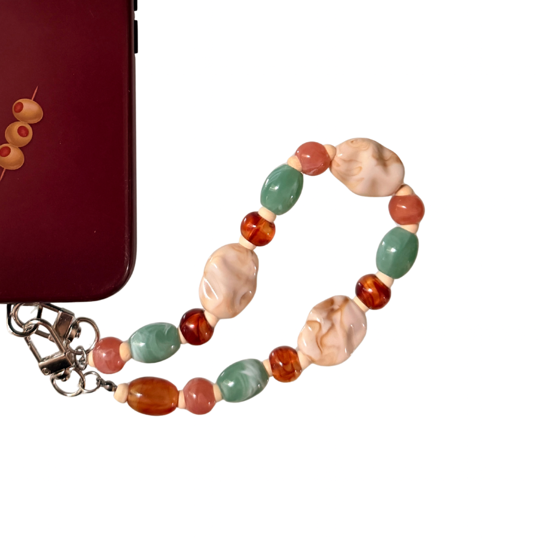 006 - IVORY, SEA GLASS, AMBER, DUSTY ROSE PHONE CHARM