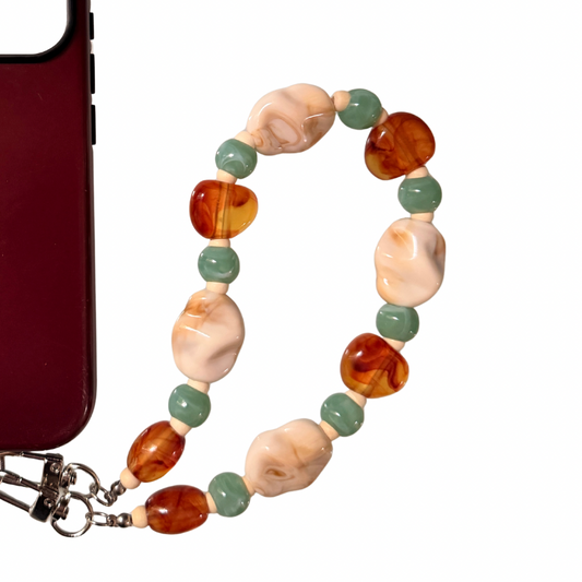 001 - IVORY, AMBER, SEAGLASS PHONE CHARM