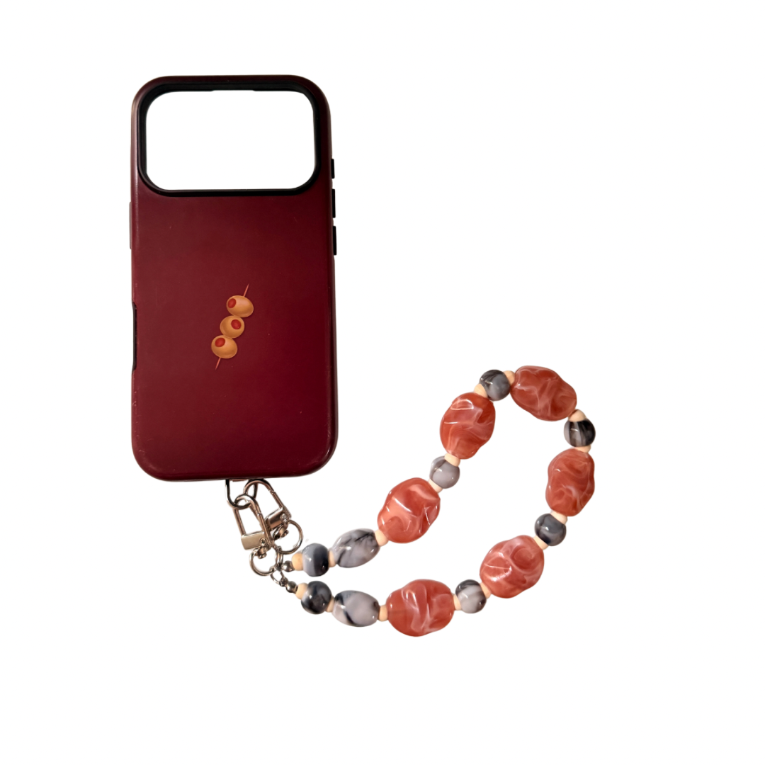 004 - DUSTY ROSE, SMOKE MARBLE PHONE CHARM