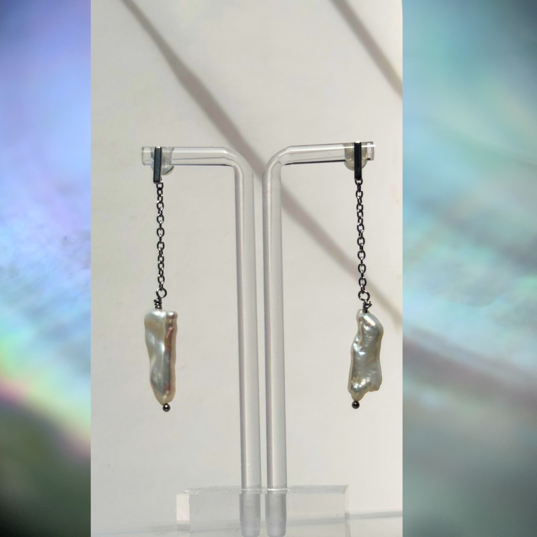 Wild Pearl Drop Chain Earrings